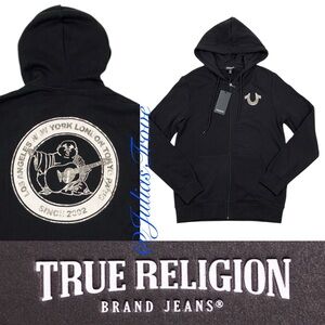 True Religion Zip Hoodie City Buddha Black Sweatshirt NWT